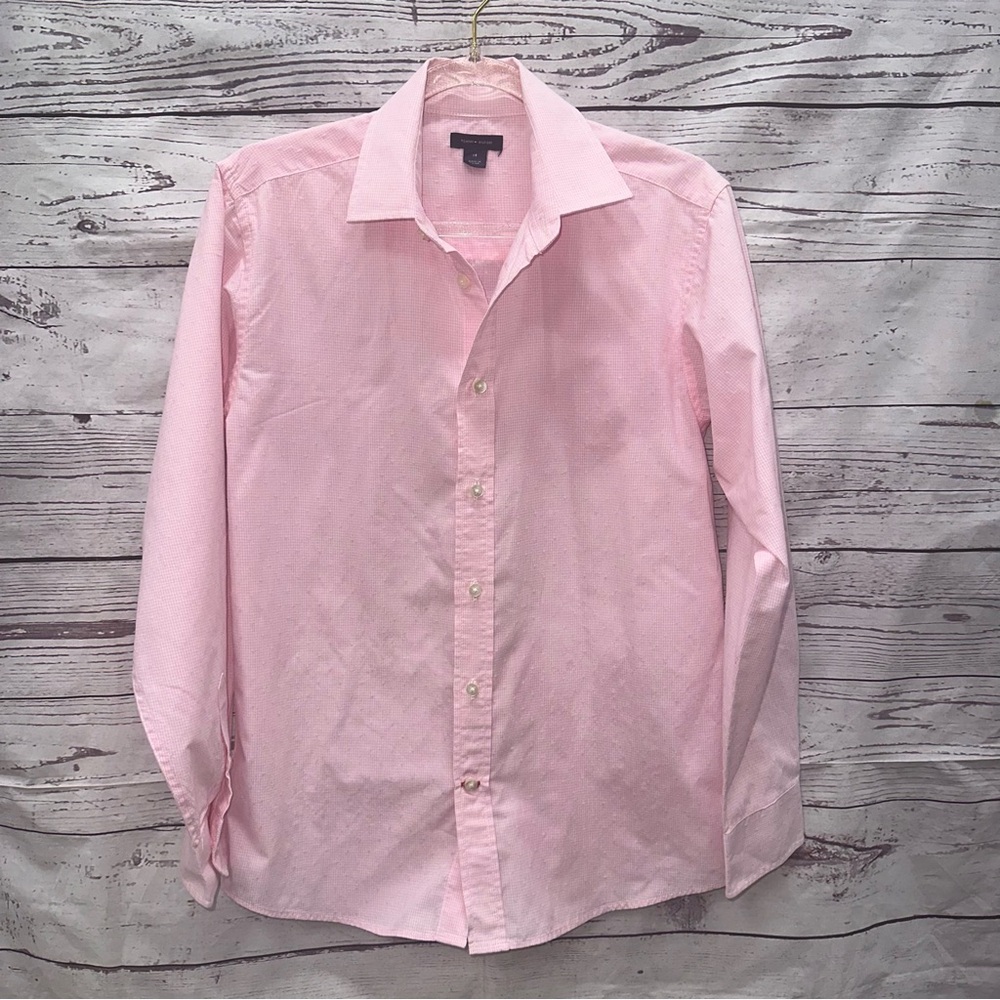 Tommy Hilfiger Boys Gingham Check Button Down Dress Shirt Size 12
